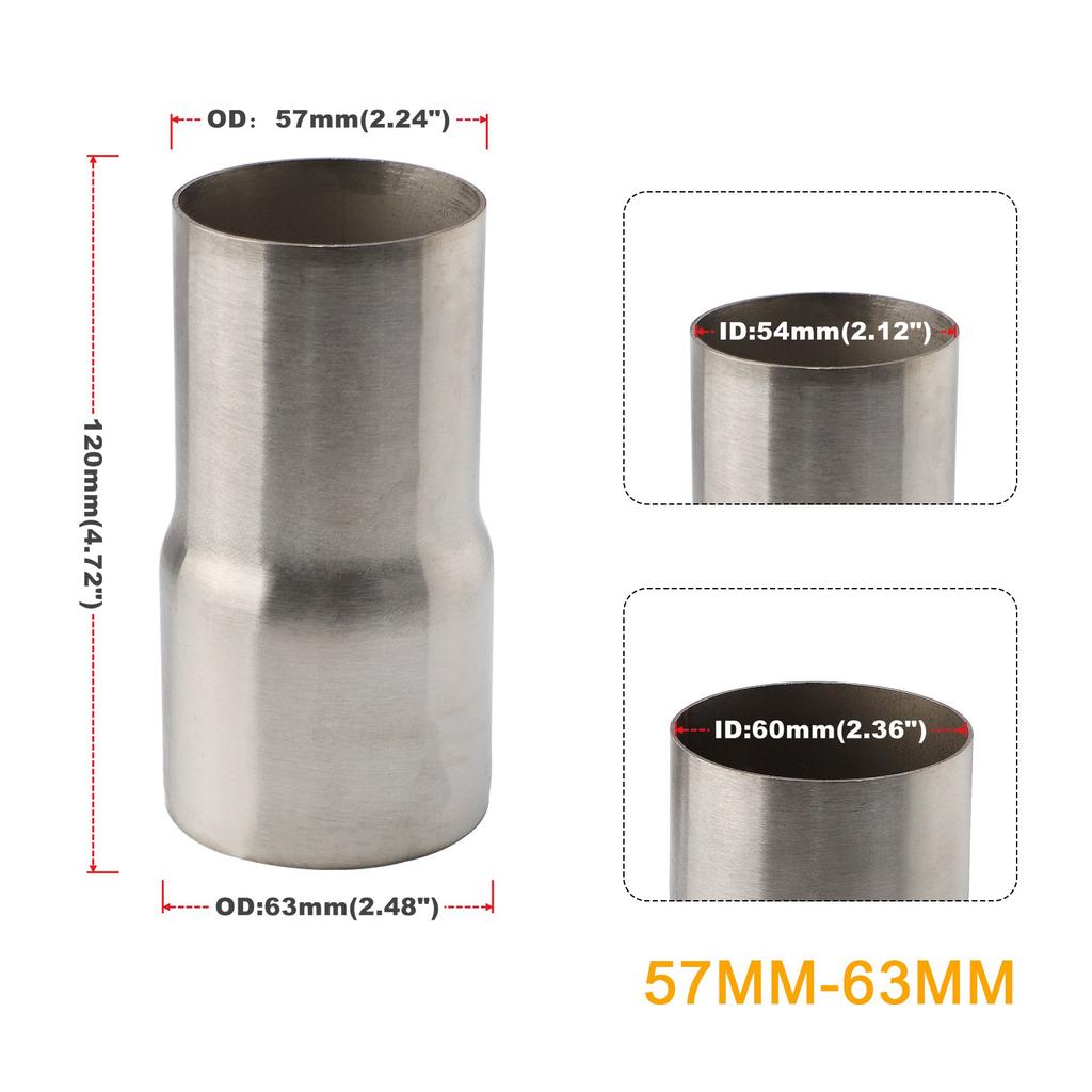 Nerezový redukční rukáv výfukové trubky OD 51mm-76mm 57mm-76mm 5stupňový redukční adaptér Spojka sacího potrubí
