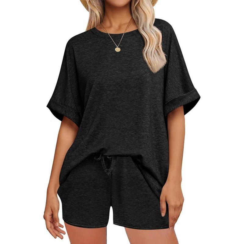 Women 2 Piece Outfits Short Sleeve Tops and Shorts Casual Suit Female
