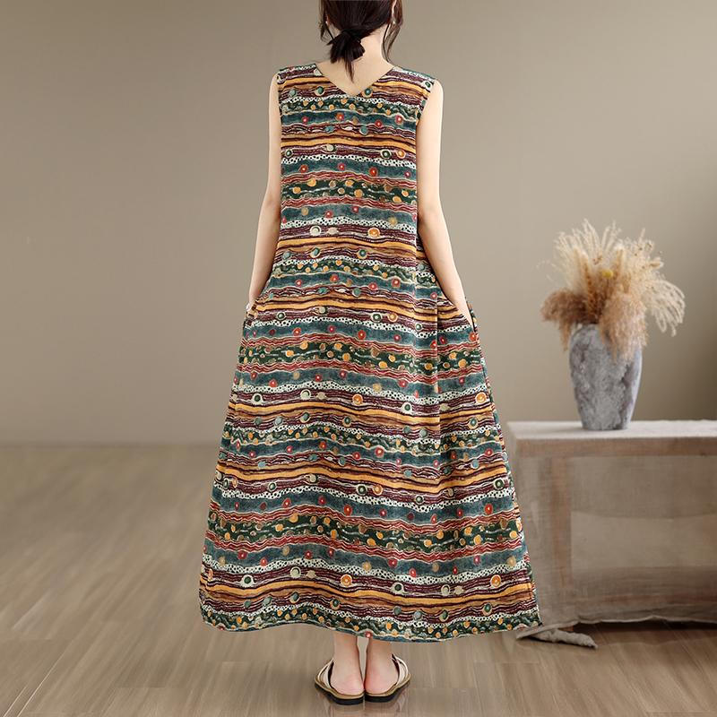DIMANAF New Women Plus Size Summer Lady Long Dress Loose Oversize Maxi Floral Print Beach Sundress Clothing Vest Sleeveless 2026