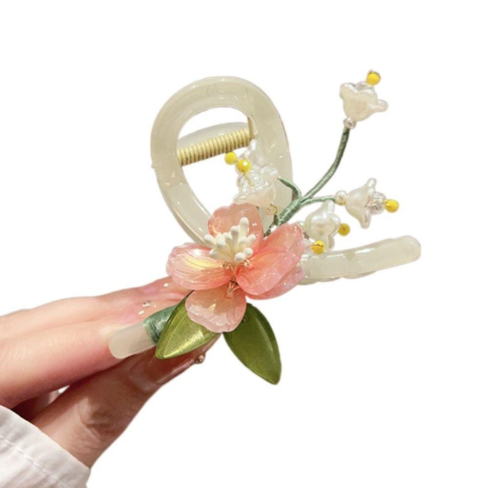 

Держатель для хвоста Hanfu Hair Crab Clip Акриловые старинные волосы Claw Китайский стиль заколки для волос Вечеринка белый