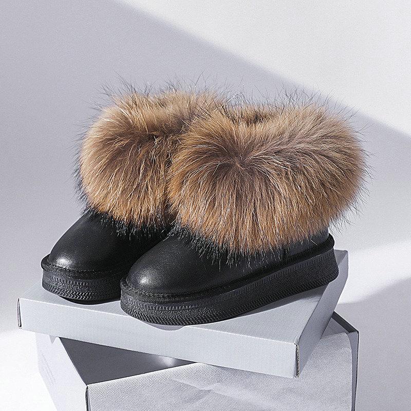Neue Hohe Schneestiefel Echtes Leder Lammfell Natürliches Fell Wolle Damenstiefel Winterstiefel Mode Damen Knöchelhohe Stiefel Freizeitschuhe