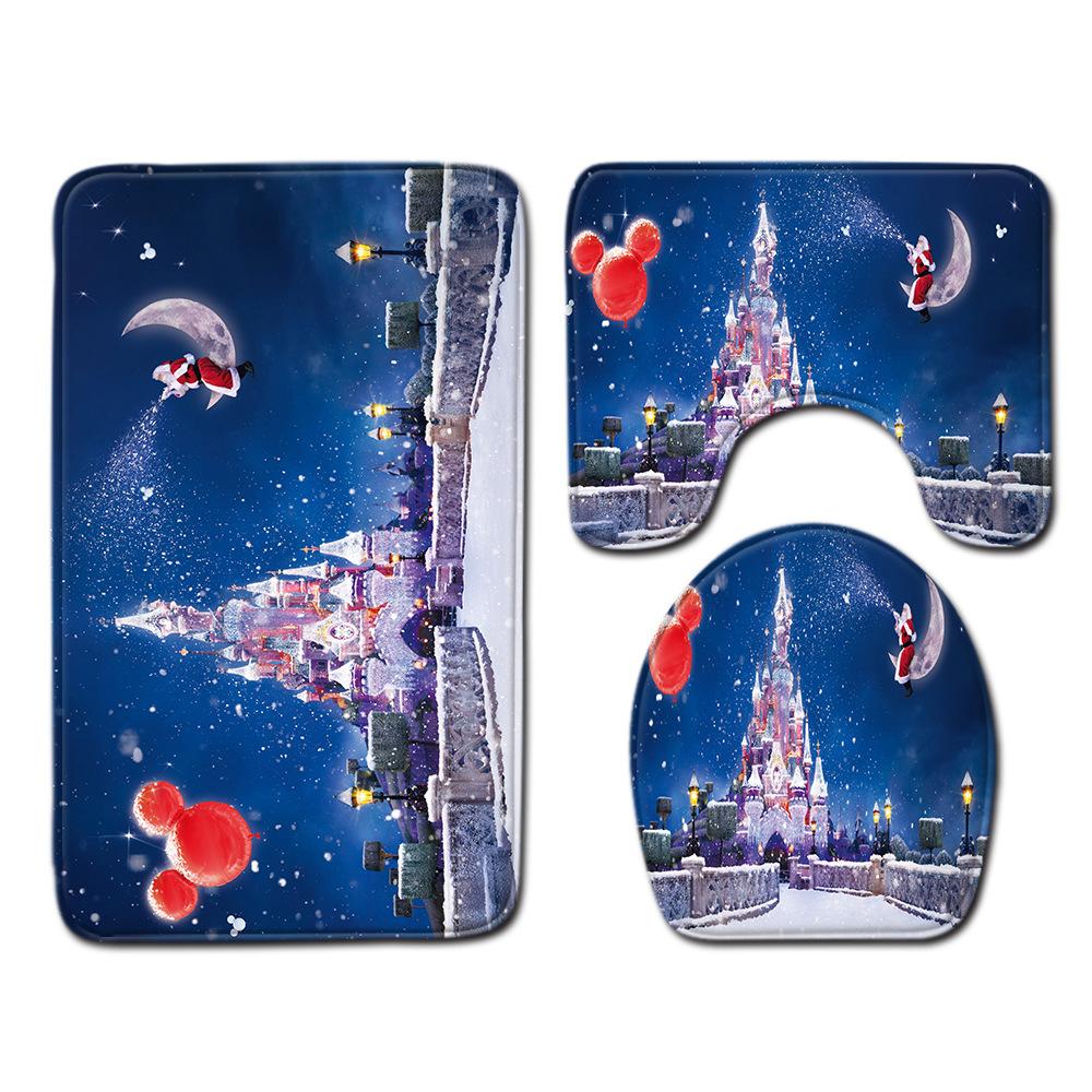 Christmas Bathroom Floor Mat Toilet Three-Piece Set