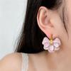 Small Fresh and Sweet Wind Dripping Oil Pink Flower Earrings Women's Fashion Temperament Light Luxury High Sense Versatile Stud Earrings Accessories