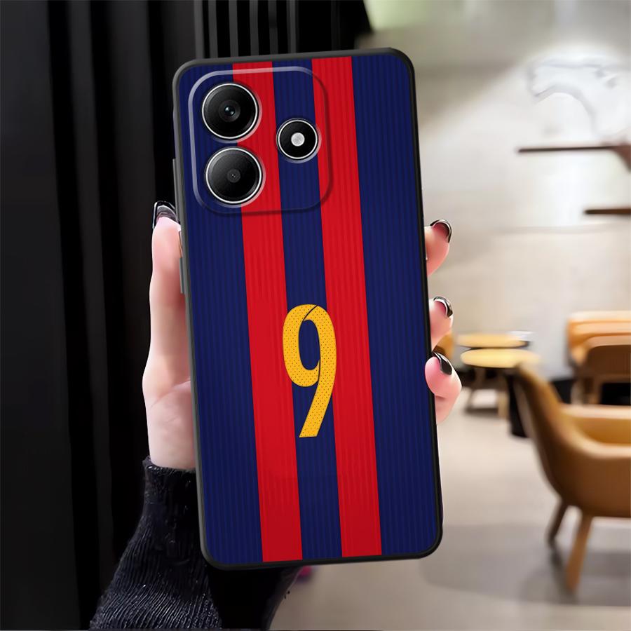 FootBall SuperStar Number Case for Xiaomi Redmi Note 13 14 Pro Plus 11s 10S 9S 7 8 9 10 11 12 Pro 12s Black Soft Phone Cover Redmi Note 9S