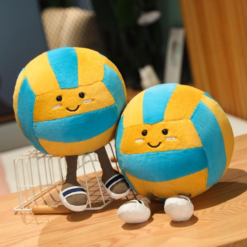 Kawaii Simulation Volleyball Plush Toy Cute Cartoon Smiley Ball Props Pillow Accompany Soft Gifts for Room Decor