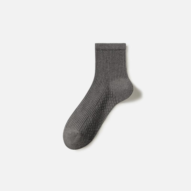 Men's New Autumn Product 7A Antibacterial Sweat Absorbing Solid Color Tube Cotton Socks