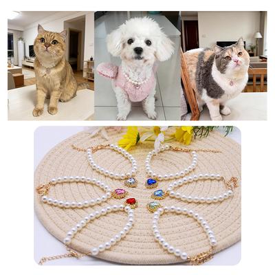 Princess Style Pet Pearl Collar for Dogs Cats-Cute Adjustable Jewelry Accessory for Puppy Kitten Chihuahua Perfect Wedding Gift