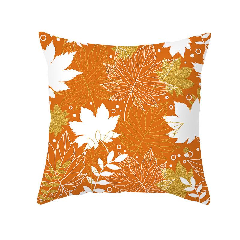 New Style Pillow Cover Autumn Maple Leaf Sofa Cushion Home Supplies Peach Skin Cushion Cover