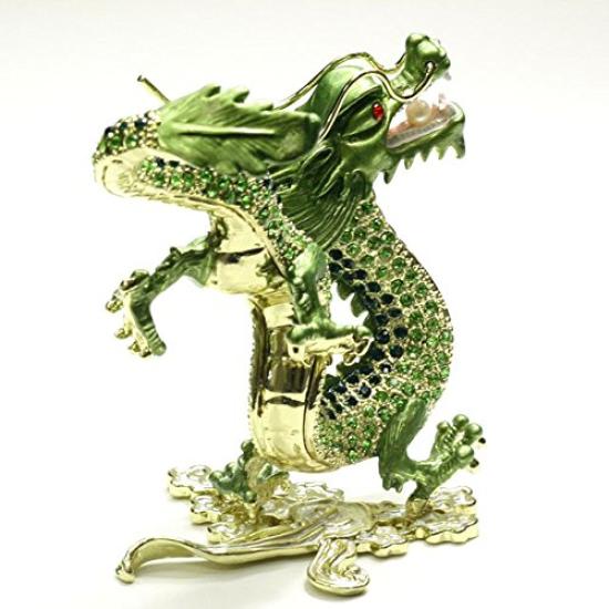 Feng Shui Dragon Riding On Emperor Green Dragon Figurine Glitter Year of the Feng Shui Good Luck Item Wish-Granting Clouds, Dragon, Dragon,