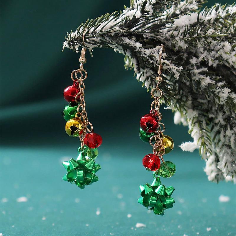 Christmas Tree Drop Earrings With Colorful Beads Stars Santa Snowman Delicate Holiday Jewelry Gift For Women