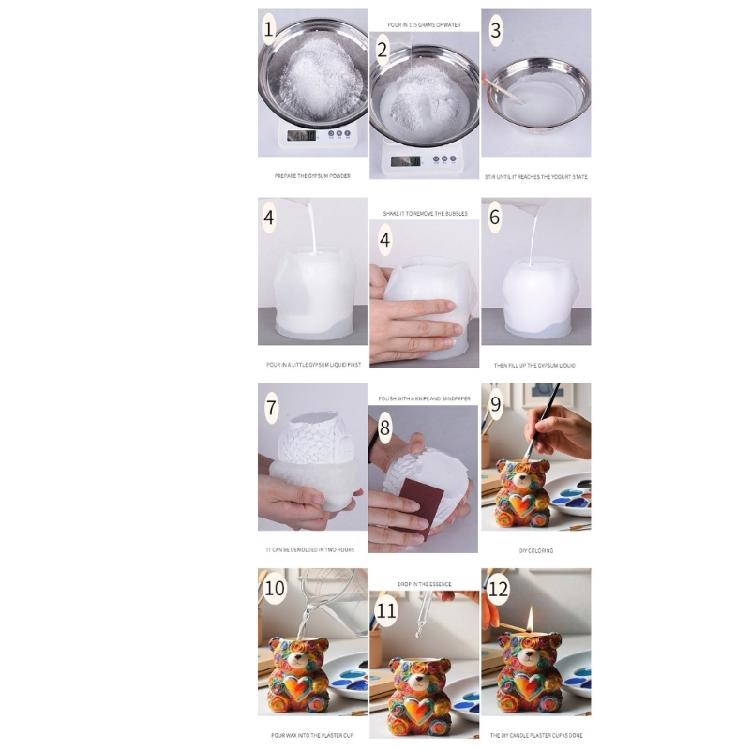 Silicone Bear Rose Planter Craft Mold Suitable for Resin Jewelry Concrete Cement Crafting and Home Decorating Projects