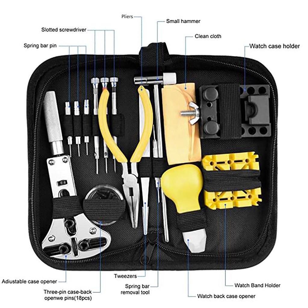 Watch Tool Set Watch  Set  Watch Maker Tool Nylon Case Black