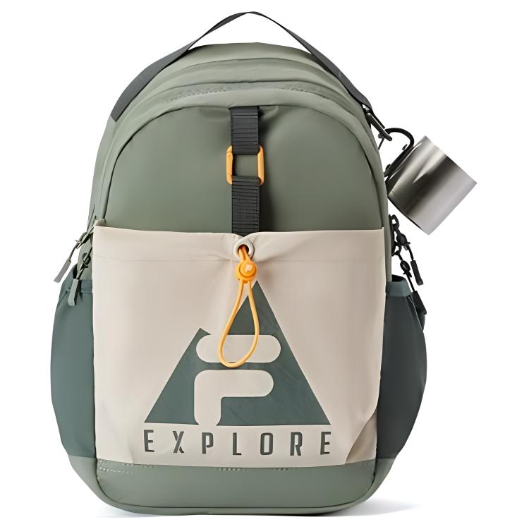 FILA Logo Print Multi-Functional Zipper Backpack Unisex Backpack Wave-Gray Green K17B433102-KK Wave Gray Green,Extra Small