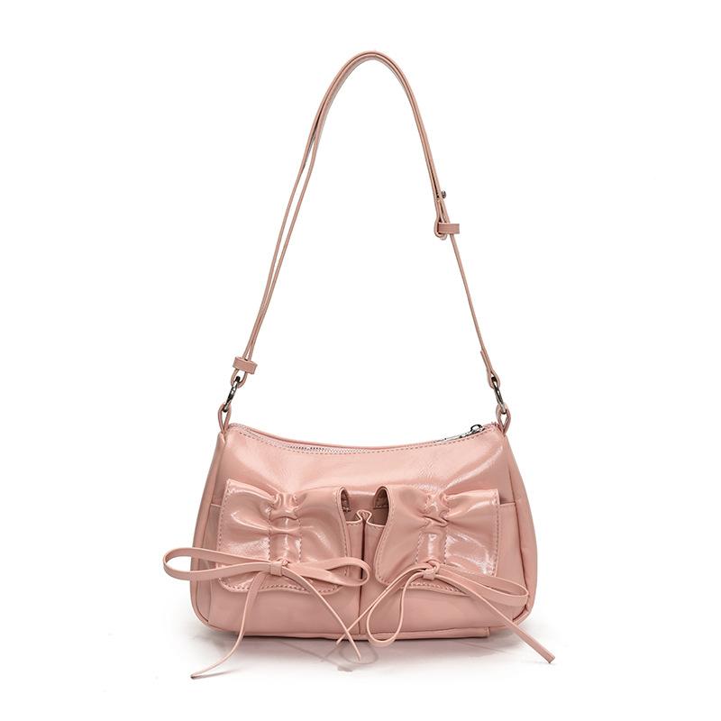 Fashion Bow Bag Women's New Versatile Solid Color Shoulder Bag Multi-pocket Messenger Bag