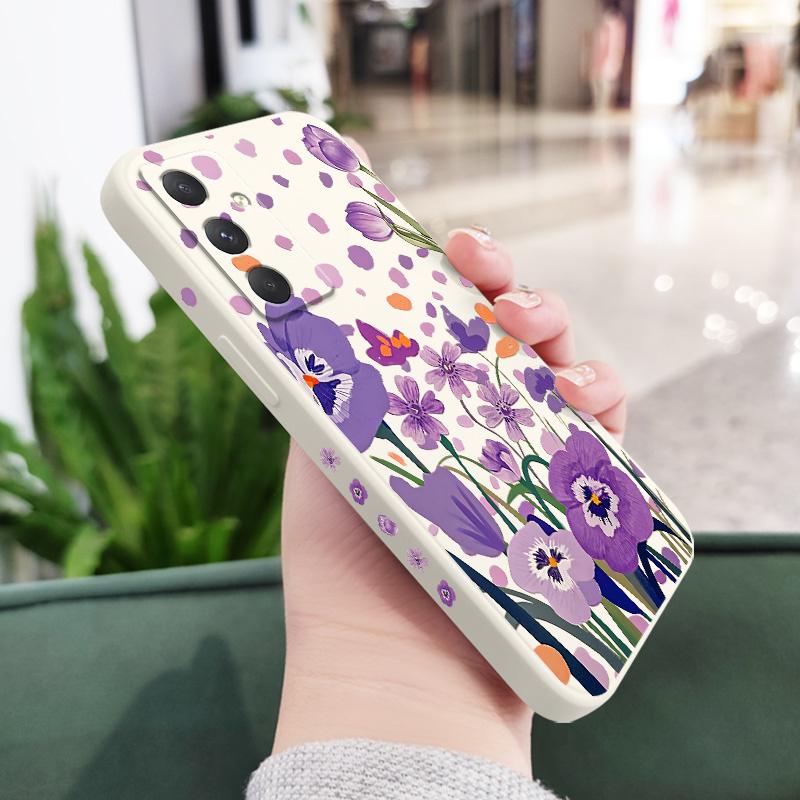 Purple Charm Tulip Phone Case For Samsung Galaxy A37 A57 Liquid Silicone Cover