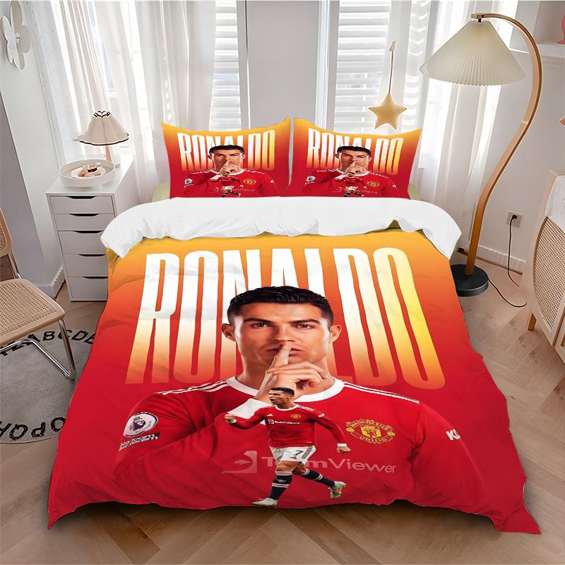 Ronaldo'S Stille Druck 3-teiliges Bettwäsche-Set Bettbezug mit 2 Kissenbezügen Heim-Geburtstagsgeschenk