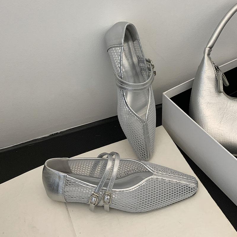 Fashion Female Buckle Strap Footwear Ladies Flats Mary Janes Lolita Shoes New In Summer Spring Fashion Mesh Women Flats With Shoes