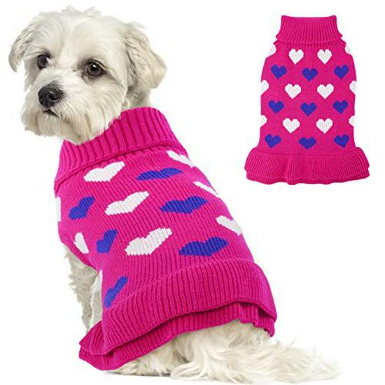 

Pet Sweater Autumn/Winter Style Wool Knitted Sweater for Cats and Dogs Extra Small розовый