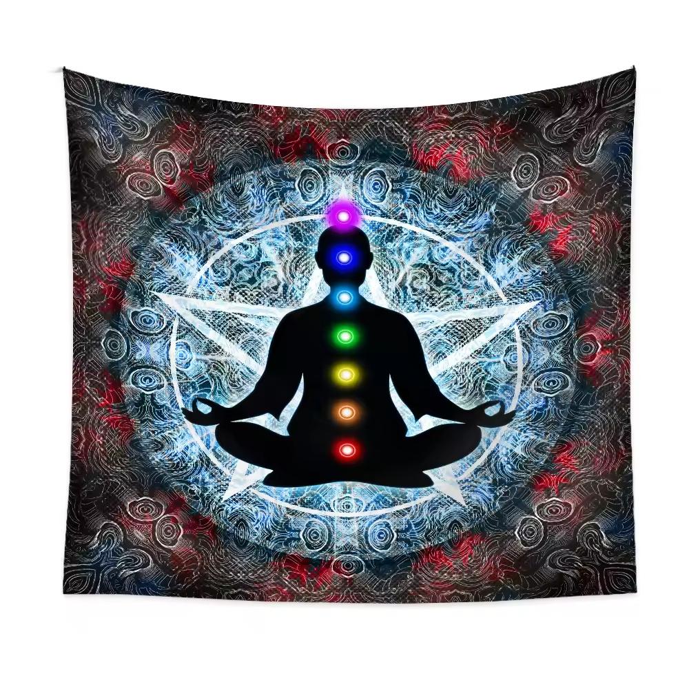 Mysterious Vintage Religious Yoga Symbol Tapestry Wall Hanging Bohemian Mandala Tapestries Decoration Aesthetic Banner Fan Gift