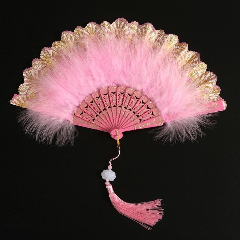 

1 шт. Танцювальний ручний віяло для вечірки, прикраса з підвіскою, готичний придворний пір яний мереживний вінтажний віяло для лоліти рожевий