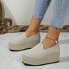 Chaussures décontractées à enfiler une seule chaussure tissées en paille grande taille pour femme à talon compensé chaussures simples