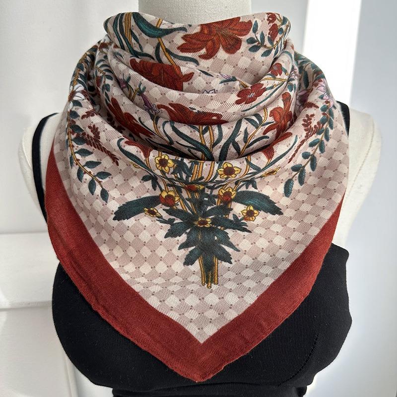 Silk scarf square scarf high-end spring and summer style neck large square scarf air-conditioned room neck scarf shawl women's silk scarf