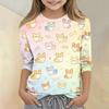Kids Animal Print Crew Neck 3/4 Sleeve Casual T Shirt Soft Fabric Lightweight Comfortable Fit for Everyday Wear