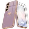 Heart Case - BOOLING - for Samsung Galaxy S26 - Scratch-Resistant Silicone - 2 Tempered Glasses - Purple