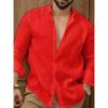Men S Long Sleeve Solid Color Casual Cotton Linen Shirt