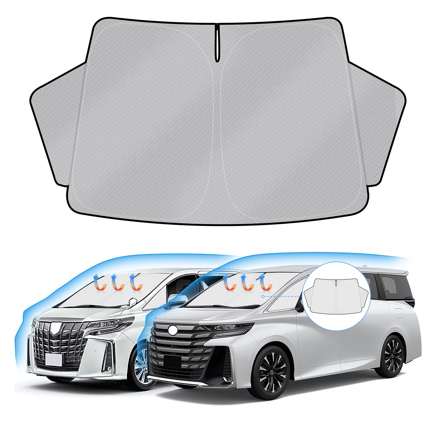 

Toyota 30 Series Windshield Sunshade Vellfire UV Light Steering Wheel Sun Heat Car Camping Honeycomb Storage Bag Interior Easy Direct from the серый