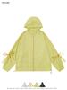 Retro Contrasting Color Three Bars Striped Bow Sunscreen Clothing Women's Summer Thin Sports Hooded Sunscreen Clothing Jacket Woven