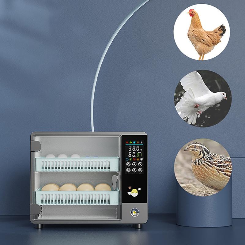24 Eggs Temperature Control Touch Screen Fully Automatic Incubator Dual Power Household Incubator for Chicken Duck Goose Pigeon