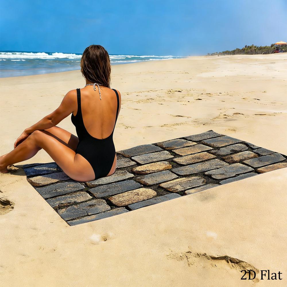 Steinmauer Strandtuch Einseitig 2D-Druck Weiches Mikrofaser-Strandtuch Strand Pool Spa Badezimmer Rustikale Dekoration Auffälliges Accessoire Geschenk