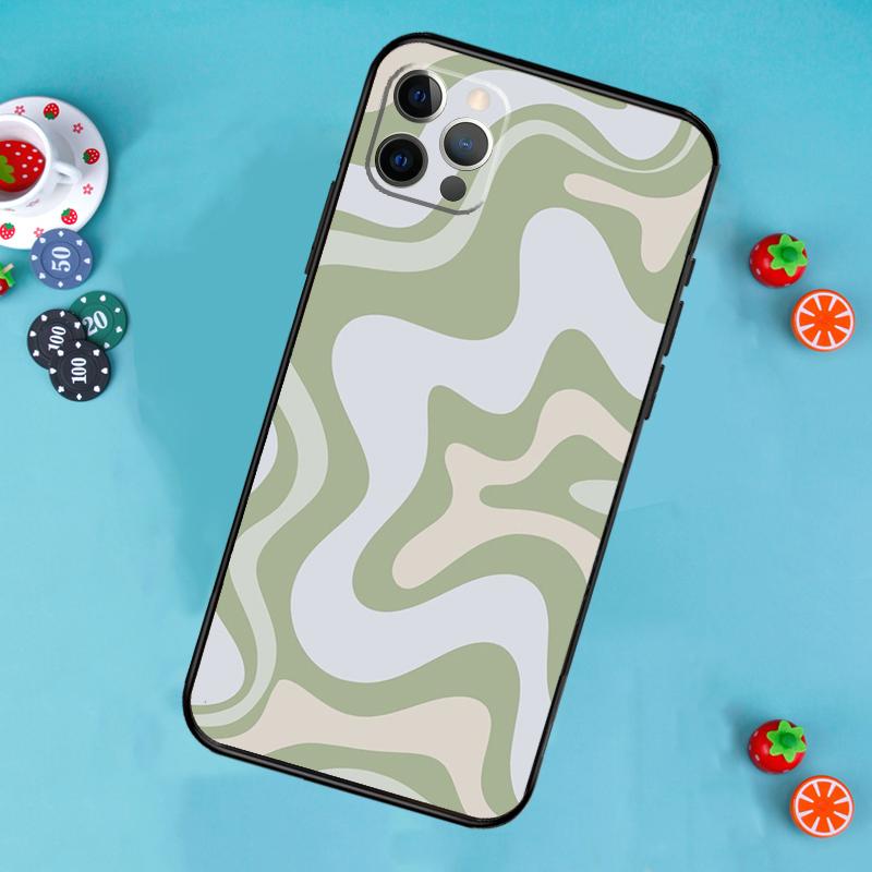Liquid Abstract Pattern Sage Green Phone Case For iPhone 17 Air 16 15 14 13 12 11 Pro Max 12 13 mini 15 16 Plus 16e Cover Funda