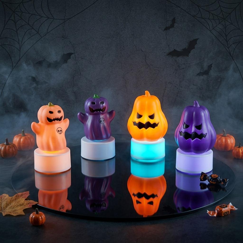 Halloween LED Candle Ghost Light, DIY Scene Decor Party Atmosphere Pumpkin Lantern