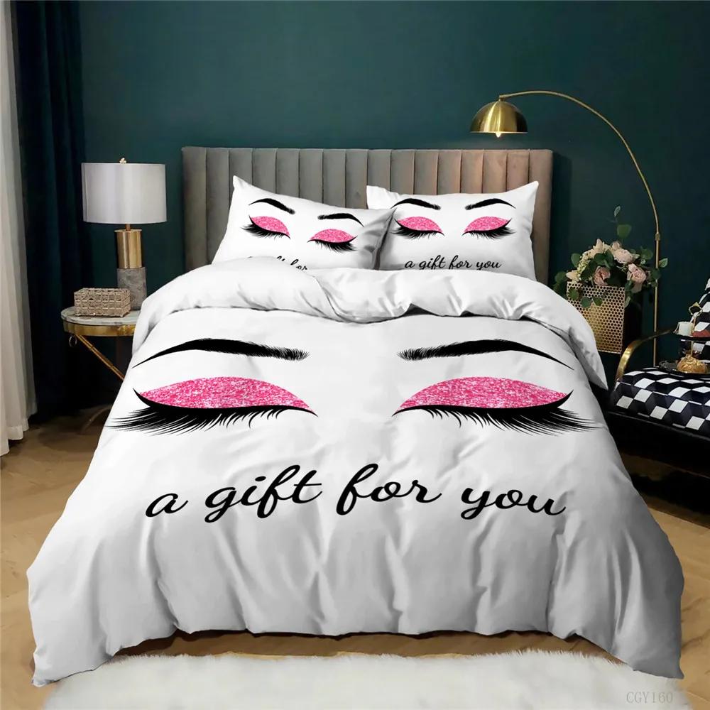China Air Express Comforter Cover Bedding Set Sequins Eyelash White Pink Duvet Cover Pillowcases Kids,twin Full Quilt Cover Set