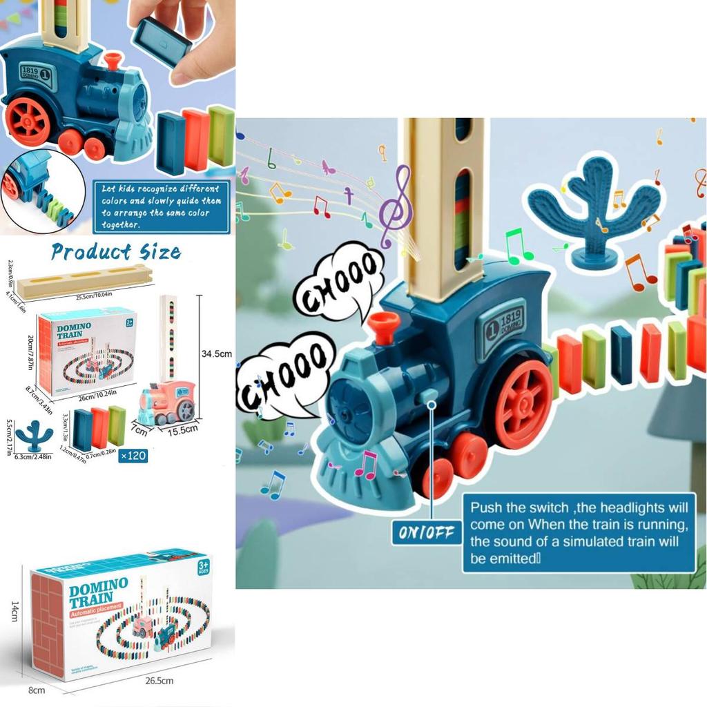 Multicolored Domino Train Set With Sound For Kids Educational Building Toys