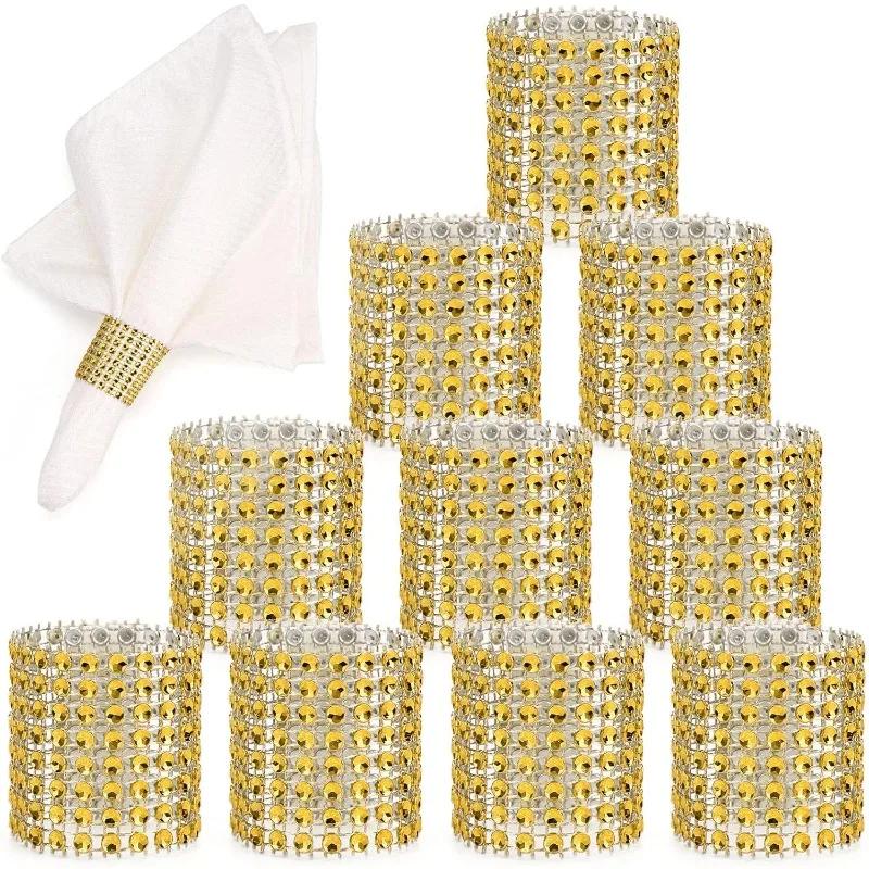 10pcs Napkin Rings, gold/silver Bling Napkin Holder Bulk Rings Buckles for Wedding Dinner Party Table Decor Holiday Parties