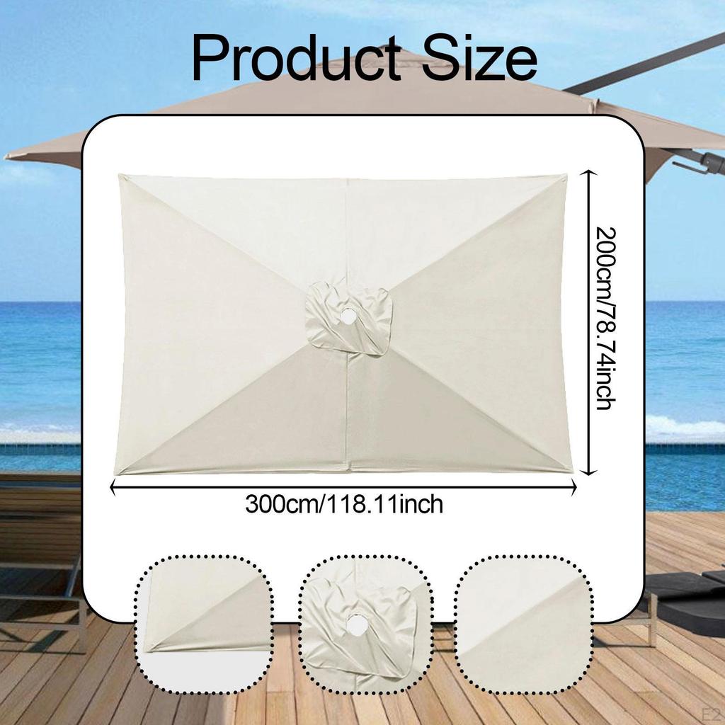 200cmx300cm Canopy for Umbrella Replacement, Rectangular Shape Outdoor