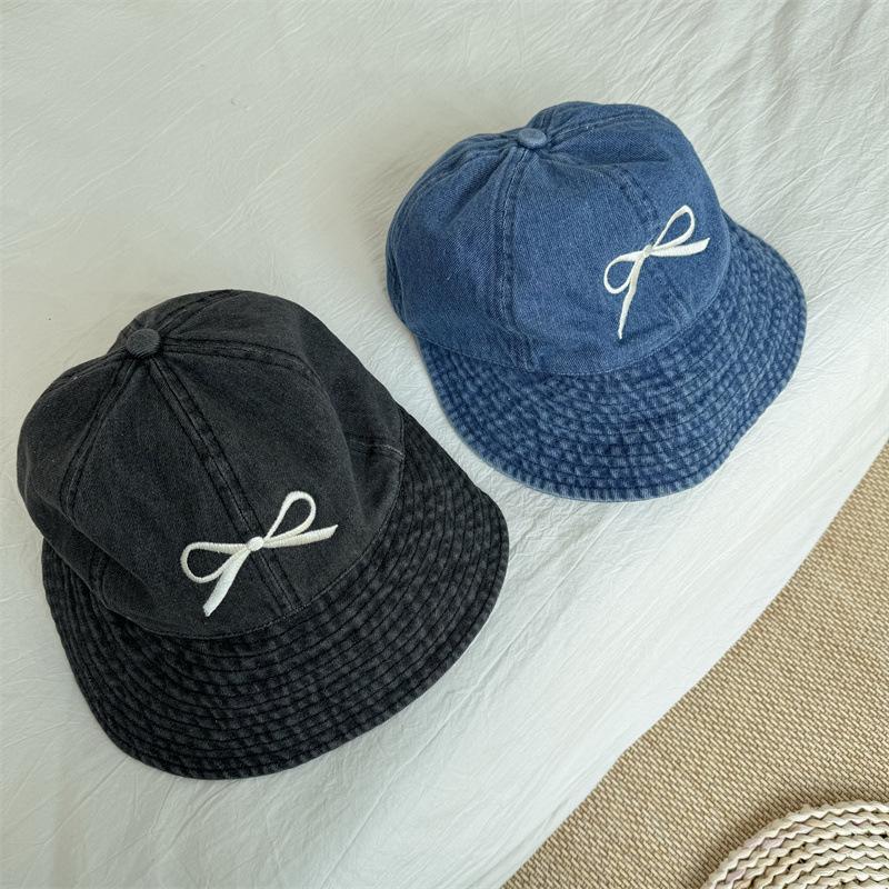Bow Embroidered Temperament Baseball Hat for Women Japanese High Cloth Outdoor Sunshade Versatile Fisherman Hat
