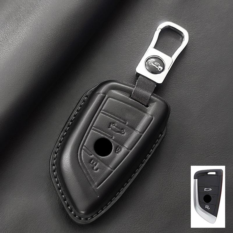 Genuine Leather Car Key Case Cover Fob For Bmw G30 G20 G11 F15 F16 G01 G02 F48 X1 X3 X5 X6 X7 1 3 5 6 7 Series Keychain Luxury