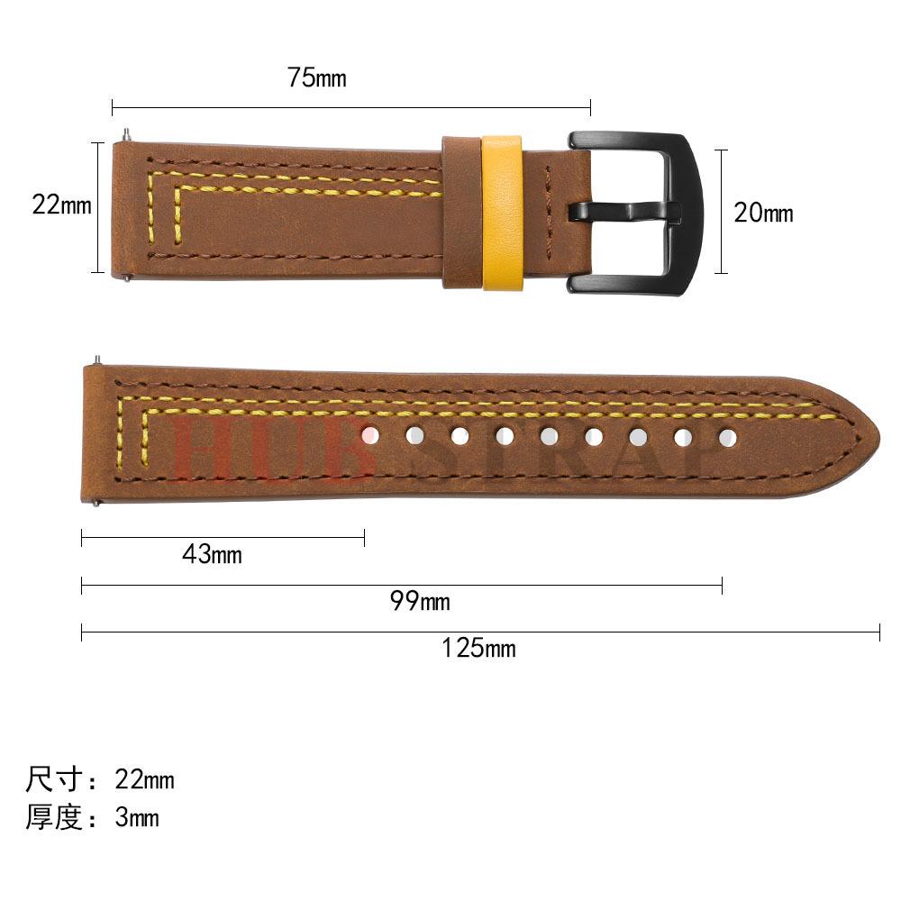 Universal Strap for Huawei Watch GT 2 Strap 18mm 20mm 22mm 24mm Crazy Horse Cowhide Watchband for Samsung Galaxy Watch 42mm 46mm