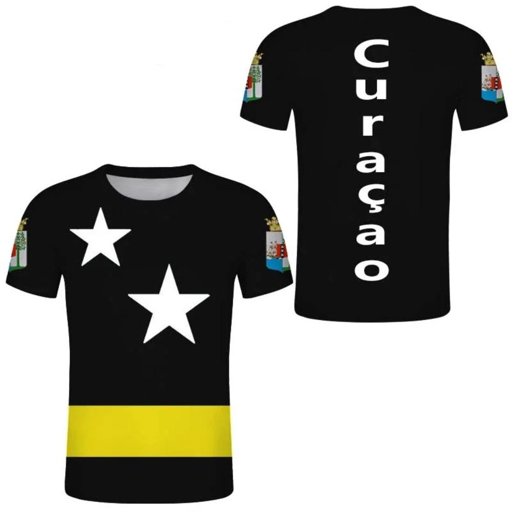Republic of Curacao Flag T-shirt 2024 Summer Casual Fashion Graphic T Shirts Men Football Sports Autonomous Day Designer Clothes