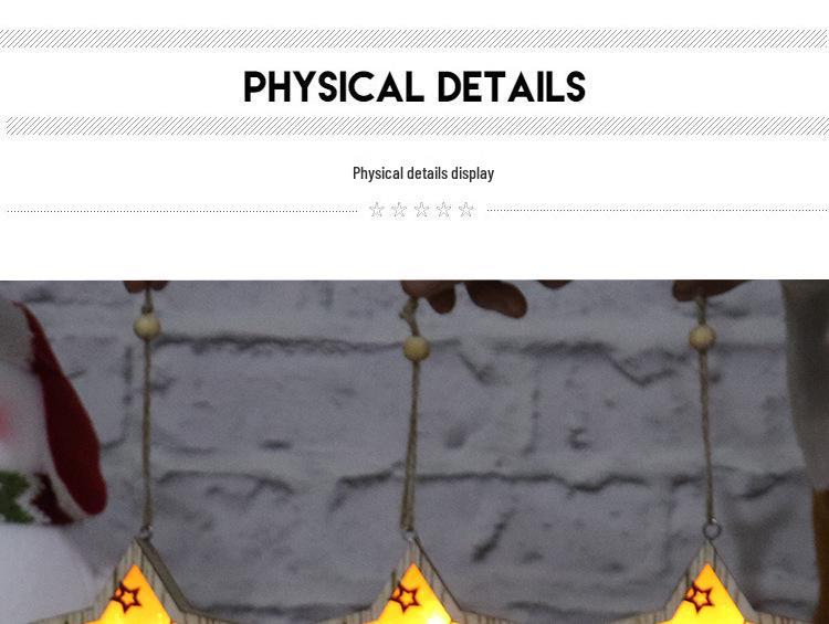 Wooden Luminous Christmas Ornaments: Star, Santa, Snowman, Deer Scene Pendants