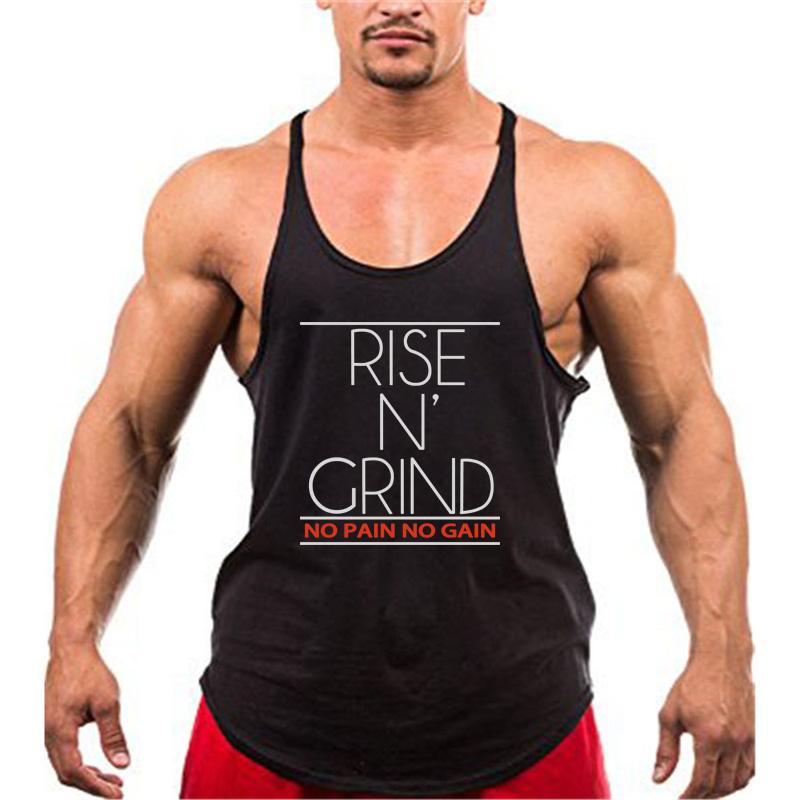 Muscleguys Muscleguys Brand Cotton Ermeløs skjorte med hettegenser Sportsklær gym Klær Fitness Menn Bodybuilding stringer tank topper singlets