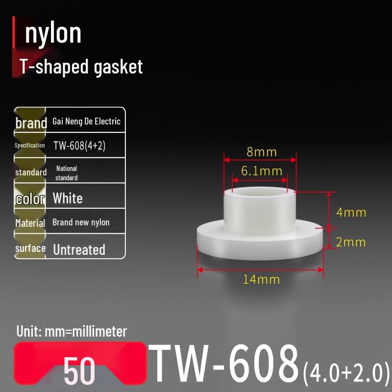 T-shaped Nylon Gasket Ring Screw Shaft Sleeve, Round Concave-Convex Insulation Pad, M2-M35
