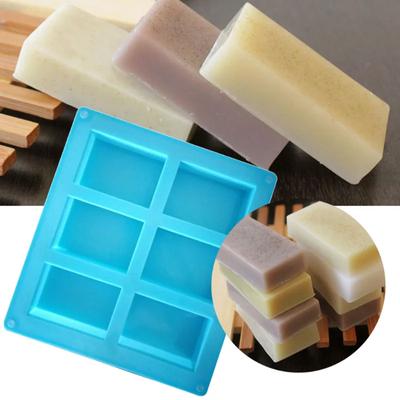 Moule à savon rectangulaire en silicone à 6 cavités pour bricolage, fabrication de gâteaux faits maison, moule à savon uni 3D, plateau de cuisson