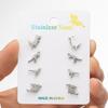 4 Pairs Dinosaur Earrings Fun Stainless Steel Ear Studs Dinosaur Ear Jewelry Suitable for Fashionable Teens Present