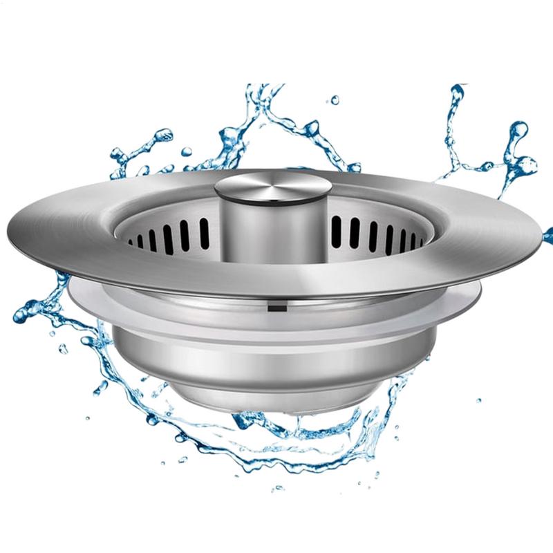 Spülbecken Sieb Edelstahl Pop-Up Küchenspüle Stöpsel Schneller Abfluss Spülbeckenstöpsel Verstopfungssicheres Spülbecken Lebensmittelauffangkorb Werkzeug