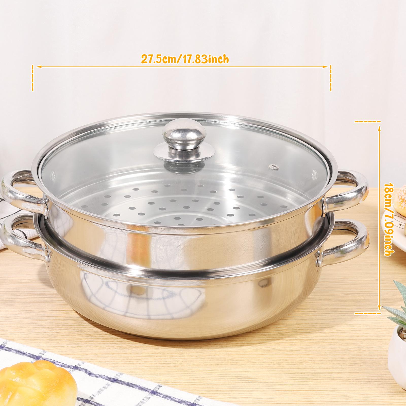 

Пароварка из нержавеющей стали с ручкой и крышкой Универсальная прочная посуда для приготовления на пару Равномерный нагрев Пароварка Посуда для приготовления